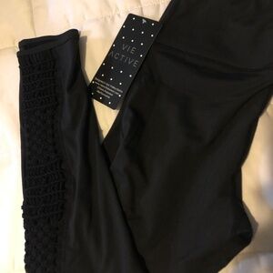 Vie Active Black Leggings with Crochet detail